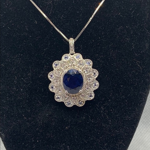 SAPPHIRE,MULTI GEMSTONE STERLING SILVER PENDANT - Picture 5 of 6
